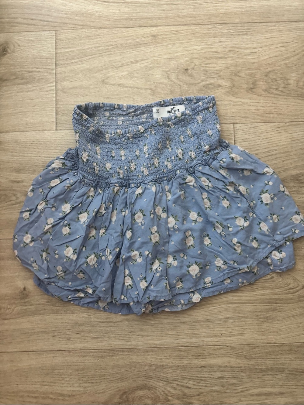 Hollister Light Blue Smocked Floral Skirt